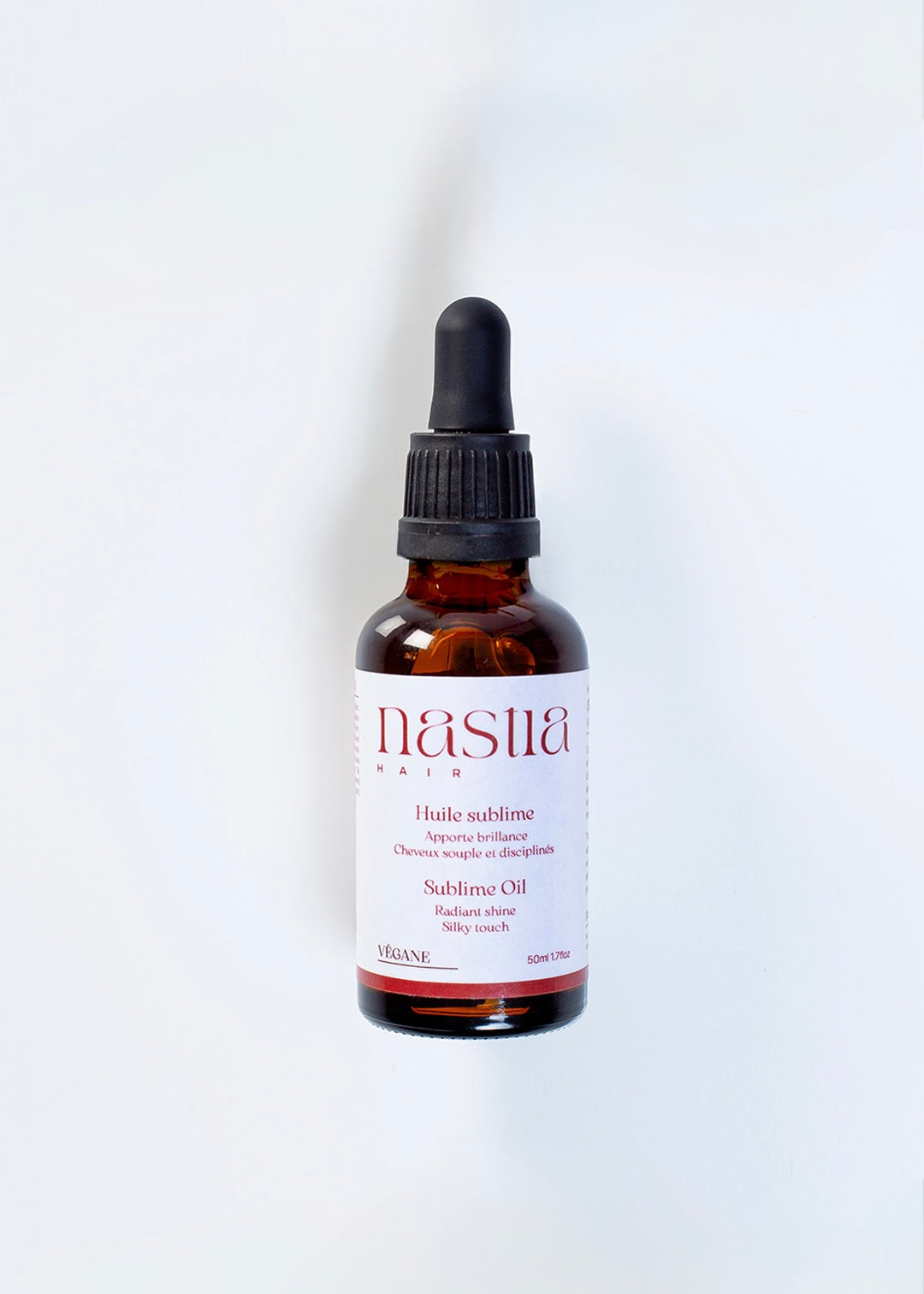Huile sublime capillaire 100% vegan Nastia Hair – soin finissant à l'argan, macadamia, jojoba et CBD certifié bio