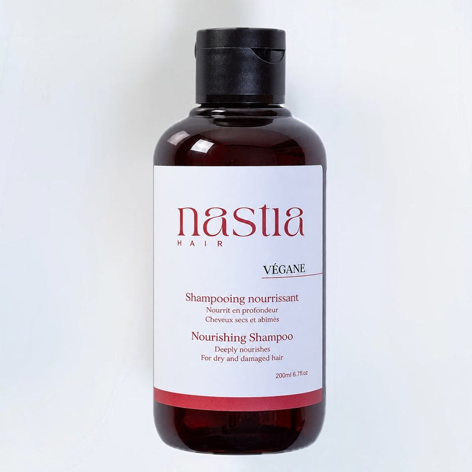 Shampoing nourrissant cheveux secs Nastia Hair, cosmétique bio français